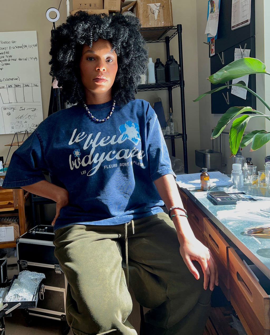 Les Fleurs Sont En Fleur Mineral Wash Cotton Oversized T-Shirt